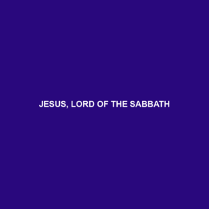 Read more about the article JESUS, LORD OF THE SABBATH