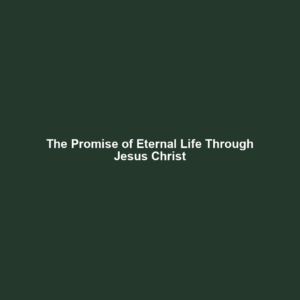 Read more about the article The Promise of Eternal Life Through Jesus Christ