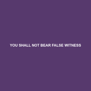 Read more about the article YOU SHALL NOT BEAR FALSE WITNESS